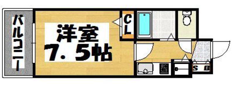 エルピス高宮駅前(1K/8階)の間取り写真