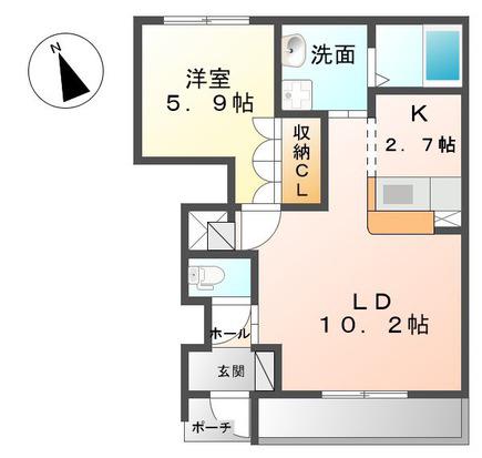 サンライズM(1LDK/1階)の間取り写真
