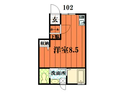 K・スイート(ワンルーム/1階)の間取り写真