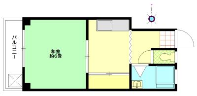 市川ビル(1DK/4階)の間取り写真