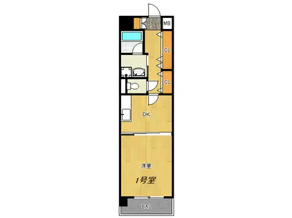 ベルビュー7番館(1DK/9階)の間取り写真