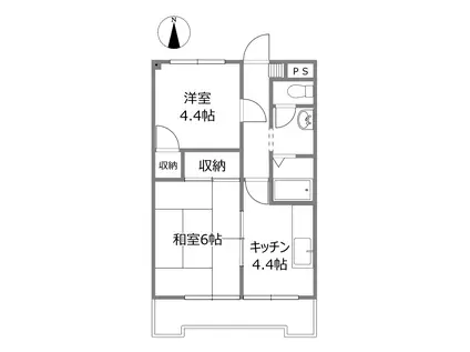 ハイツレシェンテ(2K/2階)の間取り写真