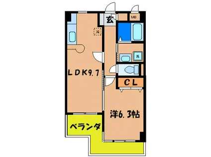 ファーブリック横浜(1LDK/1階)の間取り写真