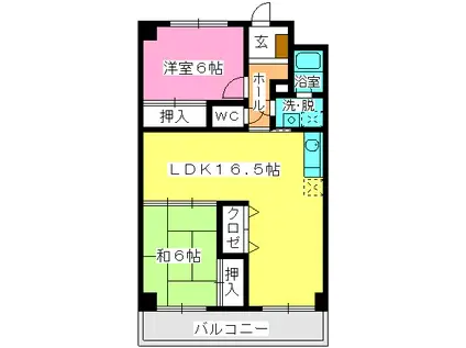 レジデンス一の谷(2LDK/4階)の間取り写真