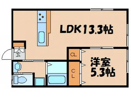 岡本アパート(1LDK/2階)の間取り写真