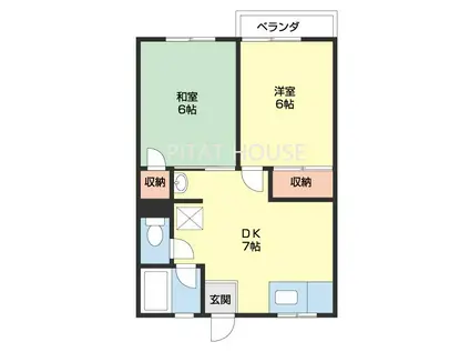 シティハイムマツエ(2DK/2階)の間取り写真