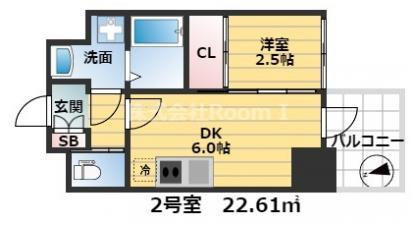 セレニテ天満橋アリア(1DK/3階)の間取り写真