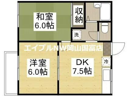 レジデンス乙多見(2DK/1階)の間取り写真