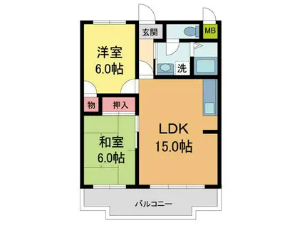 エスペランサ宝塚(2LDK/4階)の間取り写真