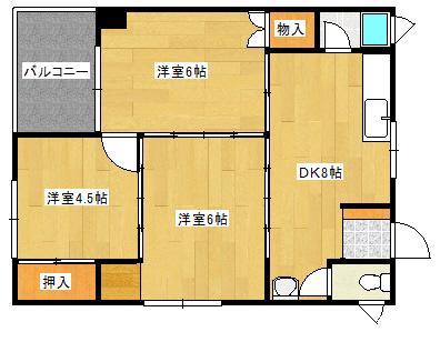 吉村建設ビル(3DK/4階)の間取り写真