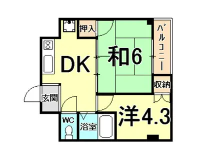 マブランシェット弦月(2DK/6階)の間取り写真
