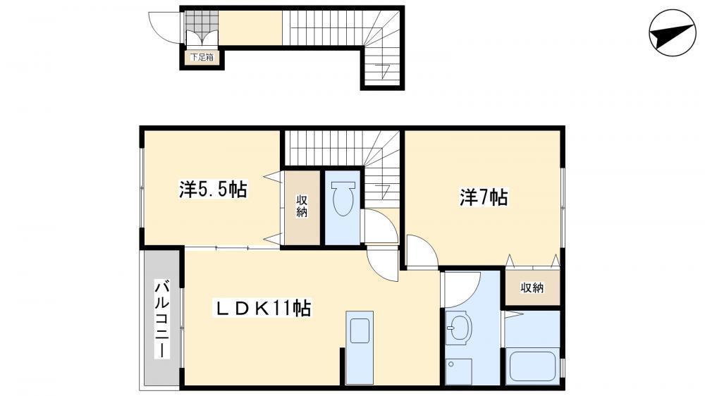 ファミリーヒルズ星ヶ丘 I(2LDK/2階)の間取り写真
