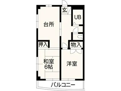 エルムハイツ(2DK/2階)の間取り写真