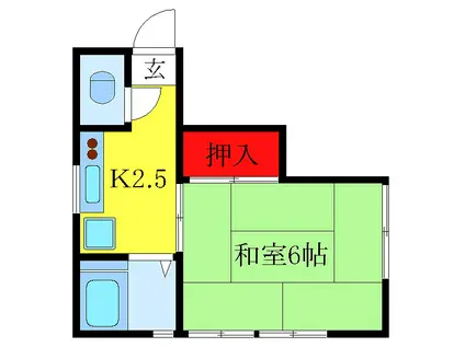 第二三田荘(1K/3階)の間取り写真