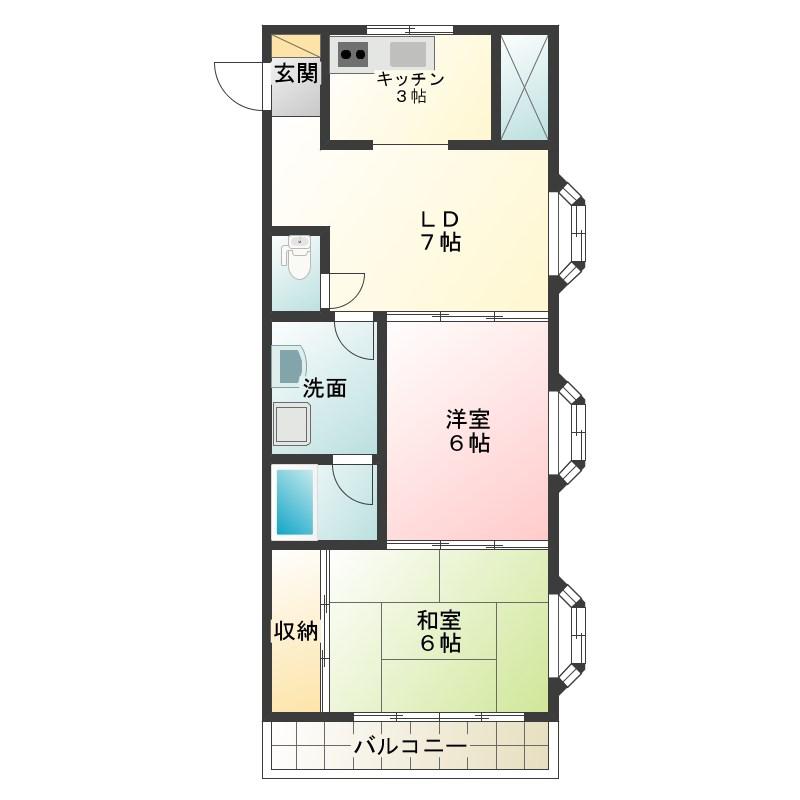 ハイランドパレス(2LDK/2階)の間取り写真