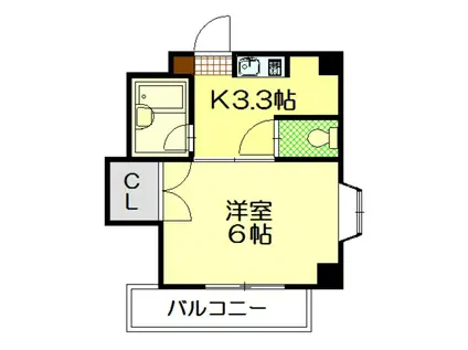 サンライズ鶴江C棟(1K/2階)の間取り写真