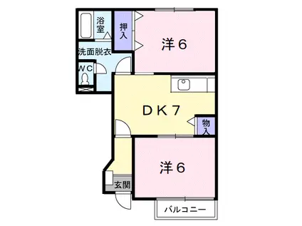 メゾンドヴェール西浜(2DK/1階)の間取り写真