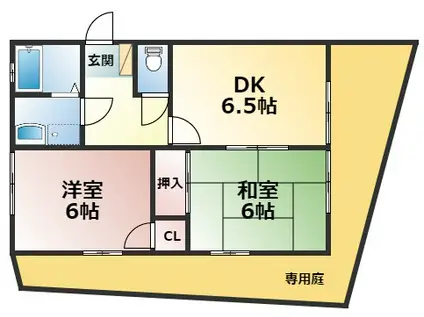 ハイツ赤坂B棟(2DK/1階)の間取り写真
