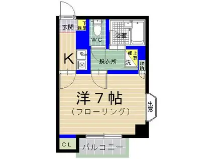 グランディ香椎駅東(1K/3階)の間取り写真