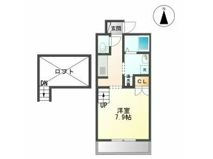 リヴェルシーデ(1K/2階)の間取り写真