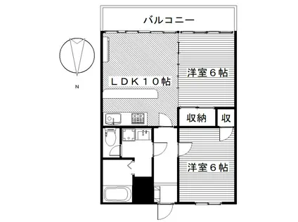 カンパーニュ敷島(2LDK/3階)の間取り写真