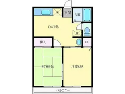 シティハイム レトア B棟(2DK/1階)の間取り写真