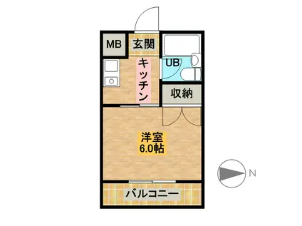 笠取ハイツ(1K/2階)の間取り写真