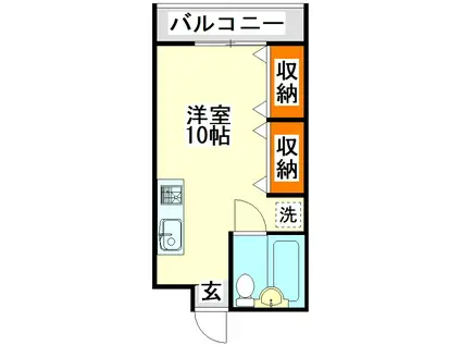 桜ハイツ(ワンルーム/1階)の間取り写真