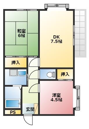 ヴィラ武智(2DK/3階)の間取り写真