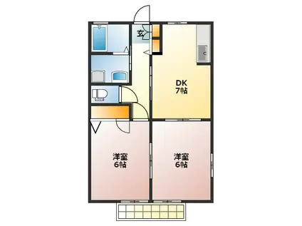 シャーメゾンタウン南中里C(2DK/1階)の間取り写真