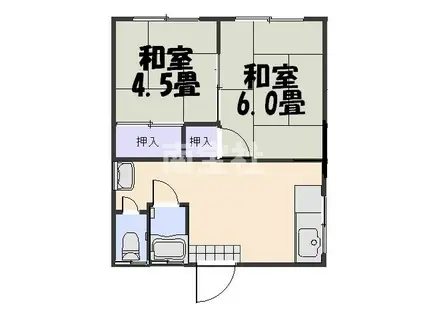 上国料保アパート(2DK/2階)の間取り写真