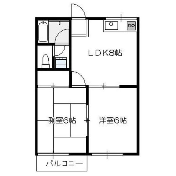 メゾンK(2DK/1階)の間取り写真