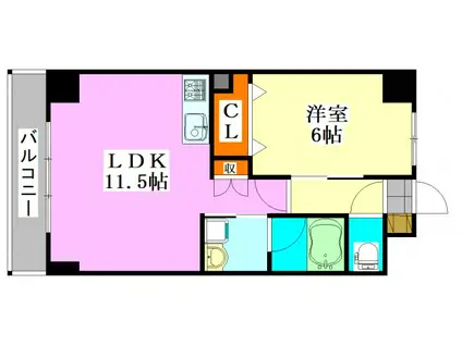 S-FORT船橋塚田(1LDK/6階)の間取り写真