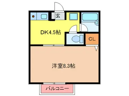 サンセット三苫(1DK/1階)の間取り写真