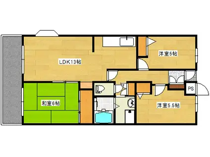 カーサナカスジ(3LDK/1階)の間取り写真