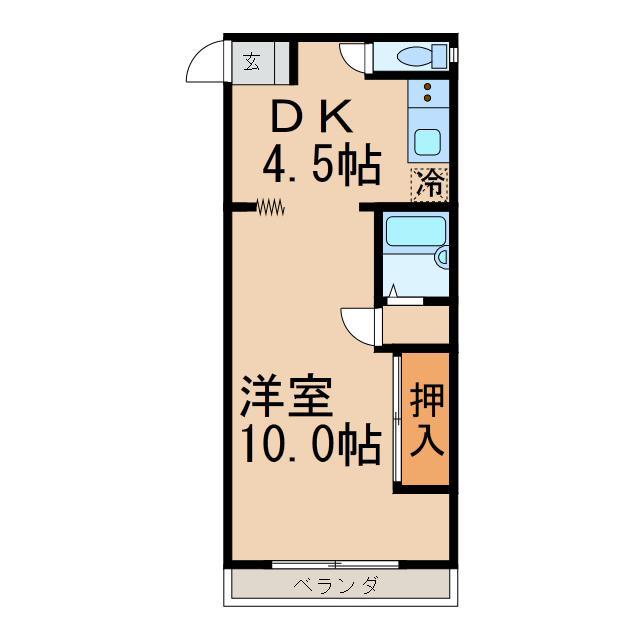 江郷第一ビル(1DK/4階)の間取り写真