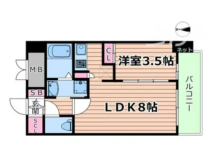 セスト新大阪(1LDK/6階)の間取り写真