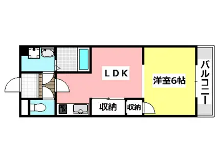 山崎第2マンション(1LDK/3階)の間取り写真