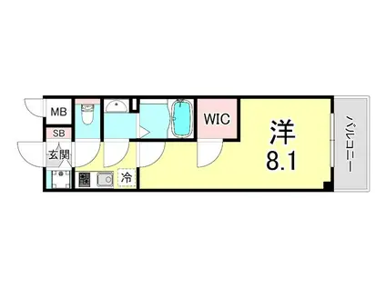 エスリード神戸ハーバーテラス(1K/8階)の間取り写真