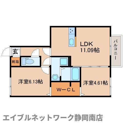 プレジール B(2LDK/1階)の間取り写真