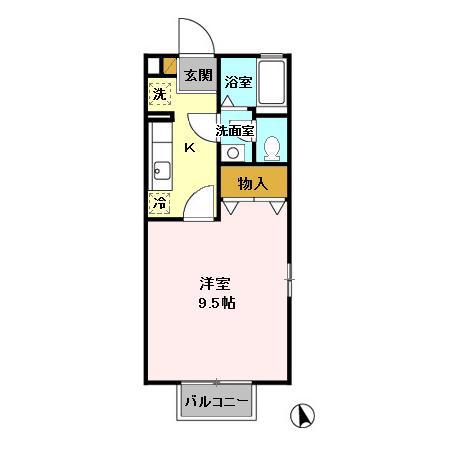 ブライトハイツ II(1K/2階)の間取り写真