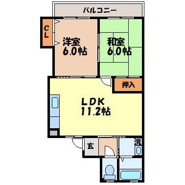 アパートメントABE(2LDK/1階)の間取り写真