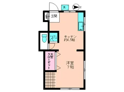 長谷川荘(ワンルーム/2階)の間取り写真