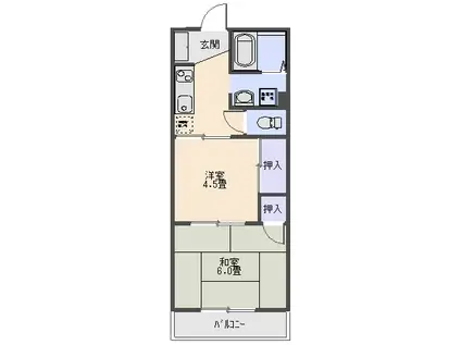ハイツ井手(2K/1階)の間取り写真