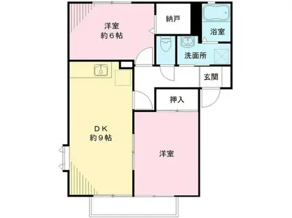 クレストコートA(2LDK/1階)の間取り写真