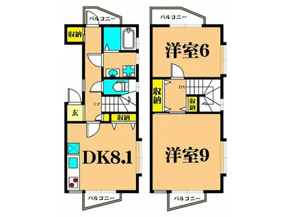 ティアラ大井町(2DK/2階)の間取り写真