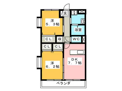 グレイスコート(2DK/3階)の間取り写真