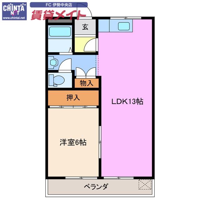 林ビル(1LDK/2階)の間取り写真
