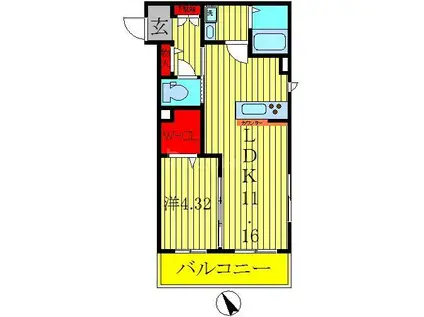 BIENVENUE NAO(1LDK/1階)の間取り写真