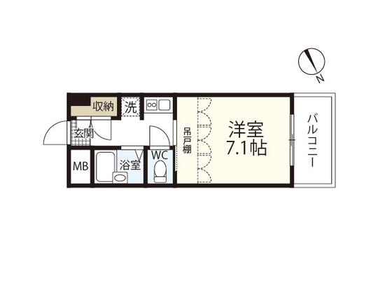 プレディアスタイル観音(1K/5階)の間取り写真